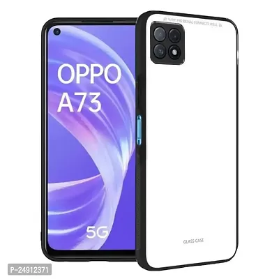 Imperium Toughened Glossy Hybrid Back Case for Oppo A73 (Tempered Glass Back Panel + TPU Frame) Compatible for Oppo A73 - White