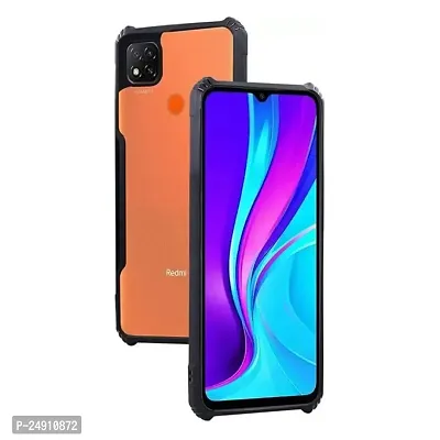 Imperium Redmi 9 Shockproof Bumper Crystal Clear Back Cover | 360 Degree Protection TPU+PC | Camera Protection | Acrylic Transparent Back Cover for Redmi 9 - Black.