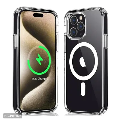 Imperium Wireless Charging case for Apple iPhone 15 Pro Max |Shock-Proof Military Grade Protection | Thin  Slim | Raised Bezels for Extra Protection of Camera  Screen (Transparent  White).