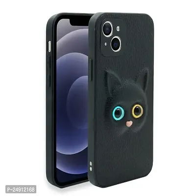 Imperium 3D Cat (Faux Leather Finish) Case Cover for Apple iPhone 13 Mini (Black)