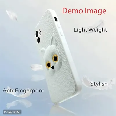 Imperium 3D Cat (Faux Leather Finish) Case Cover for OnePlus 9R (White)-thumb2