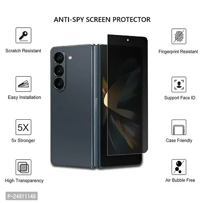 Imperium Anti-Spy, Anti-Peeping, Privacy Tempered Glass Screen Protector designed for Samsung Galaxy Fold 5 5G - Transaprent-thumb2