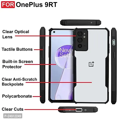 Imperium OnePlus 9RT Shockproof Bumper Crystal Clear Back Cover | 360 Degree Protection TPU+PC | Camera Protection | Acrylic Transparent Back Cover for OnePlus 9RT (Black)-thumb3