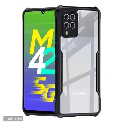 Imperium Samsung Galaxy M42 5G Shockproof Bumper Crystal Clear Back Cover | 360 Degree Protection TPU+PC | Camera Protection | Acrylic Transparent Back Cover for Samsung Galaxy M42 5G- Black.-thumb0