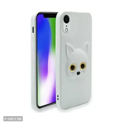 Imperium 3D Cat (Faux Leather Finish) Case Cover for Apple iPhone Xr (White)