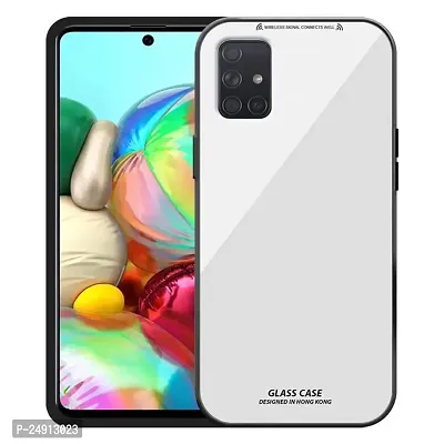 Imperium Toughened Glossy Hybrid Back Case for Samsung Galaxy A71 (Tempered Glass Back Panel + TPU Frame) Compatible for Samsung Galaxy A71 - White.