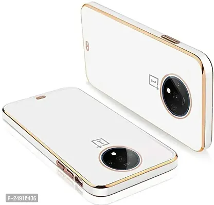Imperium Chrome Plated Transparent Silicone Back Cover for OnePlus 7T (White).