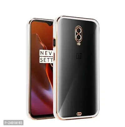 Imperium Chrome Plated Transparent Silicone Back Cover for OnePlus 6T (White).-thumb0