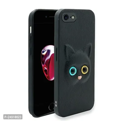 Imperium 3D Cat (Faux Leather Finish) Case Cover for Apple iPhone 7 (Black)