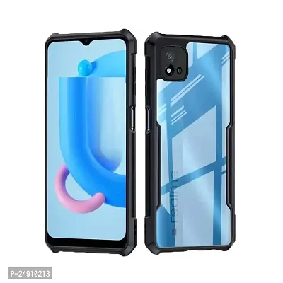 Imperium Realme Narzo 50i Shockproof Bumper Crystal Clear Back Cover | 360 Degree Protection TPU+PC | Camera Protection | Acrylic Transparent Back Cover for Realme Narzo 50i - Black.-thumb0