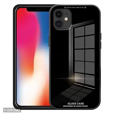 Imperium Toughened Glossy Hybrid Back Case for Apple iPhone 11 (Tempered Glass Back Panel + TPU Frame) Compatible for Apple iPhone 11 - Black