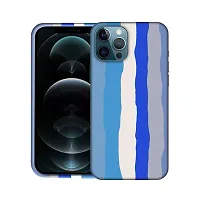 Imperium Ultra Slim Soft Silicon Anti-Slip Shockproof Protective Rainbow Pattern Cover for Apple iPhone 12 Pro (Blue)-thumb1
