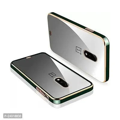 Imperium Chrome Plated Transparent Silicone Back Cover for OnePlus 7 (Green).-thumb0