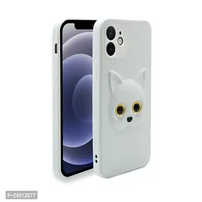 Imperium 3D Cat (Faux Leather Finish) Case Cover for Apple iPhone 12 Mini (White)