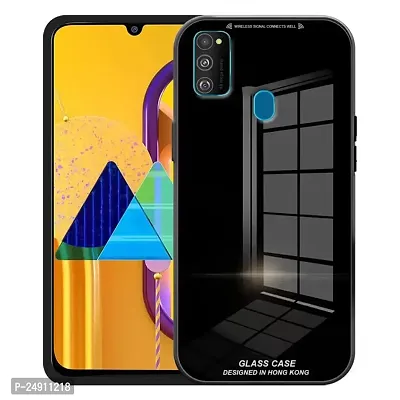 Imperium Toughened Glossy Hybrid Back Case for Samsung Galaxy M30s (Tempered Glass Back Panel + TPU Frame) Compatible for Samsung Galaxy M30s - Black.-thumb0