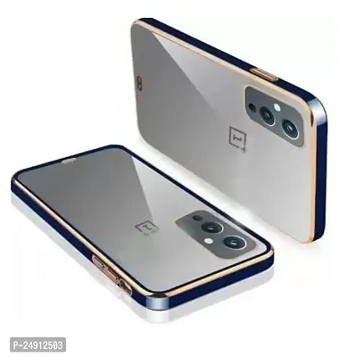 Imperium Chrome Plated Transparent Silicone Back Cover for OnePlus 9 (Blue).
