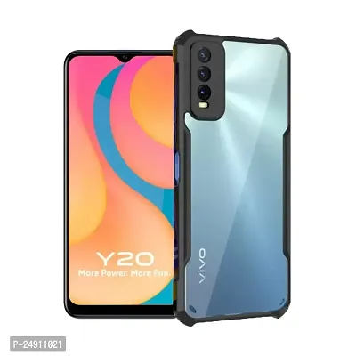 Imperium Vivo Y20 Shockproof Bumper Crystal Clear Back Cover | 360 Degree Protection TPU+PC | Camera Protection | Acrylic Transparent Back Cover for Vivo Y20- Black.-thumb0