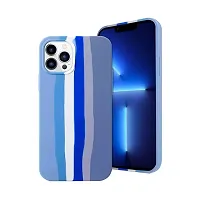 Imperium Ultra Slim Soft Silicon Anti-Slip Shockproof Protective Rainbow Pattern Cover for Apple iPhone 13 Pro Max (Blue)-thumb1