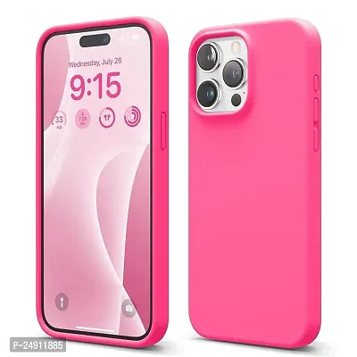 Imperium Silicone Back Case for Apple iPhone 15 Pro Max |Liquid Silicone| Thin, Slim, Soft Rubber Gel Case | Raised Bezels for Extra Protection of Camera  Screen (Neon Pink).