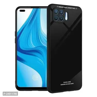 Imperium Toughened Glossy Hybrid Back Case for Oppo F17 Pro (Tempered Glass Back Panel + TPU Frame) Compatible for Oppo F17 Pro - Black