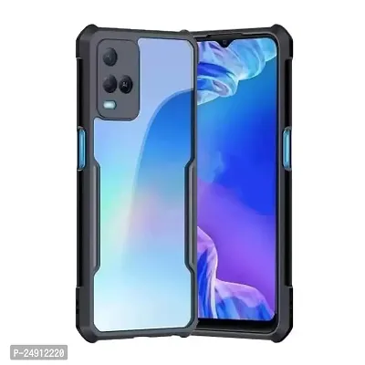 Imperium Vivo Y21G Shockproof Bumper Crystal Clear Back Cover | 360 Degree Protection TPU+PC | Camera Protection | Acrylic Transparent Back Cover for Vivo Y21G- Black.-thumb0