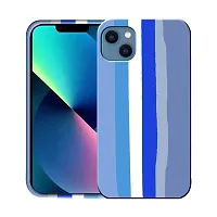 Imperium Ultra Slim Soft Silicon Anti-Slip Shockproof Protective Rainbow Pattern Cover for Apple iPhone 13 (Blue)-thumb1