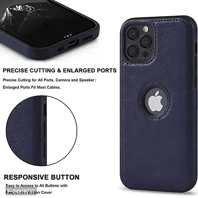 Imperium Leatherette Back Case for Apple iPhone 13 Pro Max (with Logo Cut) Compatible for Apple iPhone 13 Pro Max - Blue-thumb3