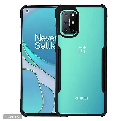 Imperium OnePlus 8T Shockproof Bumper Crystal Clear Back Cover | 360 Degree Protection TPU+PC | Camera Protection | Acrylic Transparent Back Cover for OnePlus 8T (Black)-thumb0