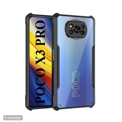 Imperium Poco X3 Pro Shockproof Bumper Crystal Clear Back Cover | 360 Degree Protection TPU+PC | Camera Protection | Acrylic Transparent Back Cover for Poco X3 Pro - Black.