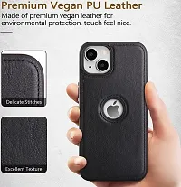 Imperium Leatherette Back Case for Apple iPhone 14 (with Logo Cut) Compatible for Apple iPhone 14 - Black-thumb2