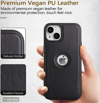 Imperium Leatherette Back Case for Apple iPhone 14 (with Logo Cut) Compatible for Apple iPhone 14 - Black-thumb3