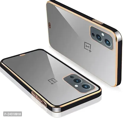Imperium Chrome Plated Transparent Silicone Back Cover for OnePlus 9 (Black).