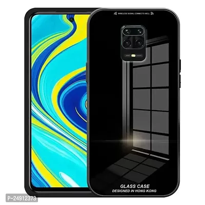 Imperium Toughened Glossy Hybrid Back Case for Redmi Note 9 Pro Max (Tempered Glass Back Panel + TPU Frame) Compatible for Redmi Note 9 Pro Max - Black.