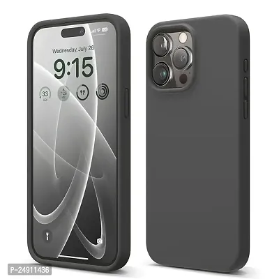 Imperium Silicone Back Case for Apple iPhone 15 Pro Max |Liquid Silicone| Thin, Slim, Soft Rubber Gel Case | Raised Bezels for Extra Protection of Camera  Screen (Dark Grey).