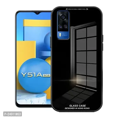 Imperium Toughened Glossy Hybrid Back Case for Vivo Y51A (Tempered Glass Back Panel + TPU Frame) Compatible for Vivo Y51A - Black.