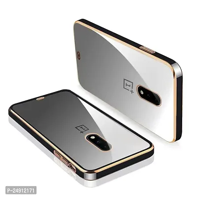Imperium Chrome Plated Transparent Silicone Back Cover for OnePlus 7 (Black).