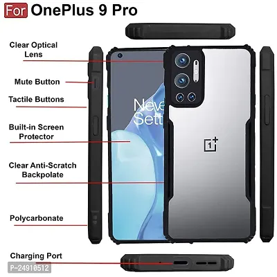 Imperium OnePlus 9 Pro Shockproof Bumper Crystal Clear Back Cover | 360 Degree Protection TPU+PC | Camera Protection | Acrylic Transparent Back Cover for OnePlus 9 Pro (Black)-thumb3