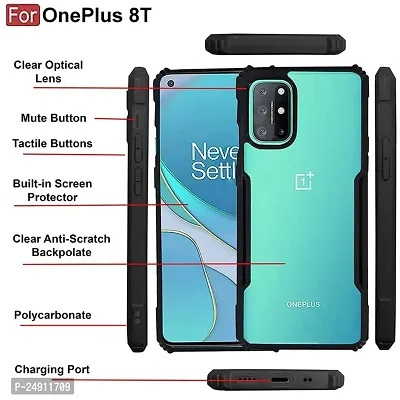 Imperium OnePlus 8T Shockproof Bumper Crystal Clear Back Cover | 360 Degree Protection TPU+PC | Camera Protection | Acrylic Transparent Back Cover for OnePlus 8T (Black)-thumb3