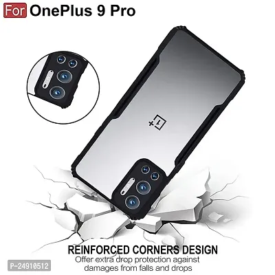 Imperium OnePlus 9 Pro Shockproof Bumper Crystal Clear Back Cover | 360 Degree Protection TPU+PC | Camera Protection | Acrylic Transparent Back Cover for OnePlus 9 Pro (Black)-thumb2