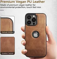 Imperium Leatherette Back Case for Apple iPhone 14 Pro (with Logo Cut) Compatible for Apple iPhone 14 Pro - Brown-thumb2