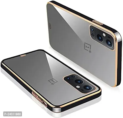 Imperium Chrome Plated Transparent Silicone Back Cover for OnePlus 9 Pro (Black).