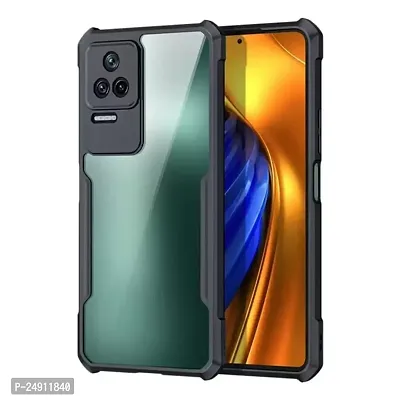 Imperium Poco F4 5G Shockproof Bumper Crystal Clear Back Cover | 360 Degree Protection TPU+PC | Camera Protection | Acrylic Transparent Back Cover for Poco F4 5G - Black.-thumb0