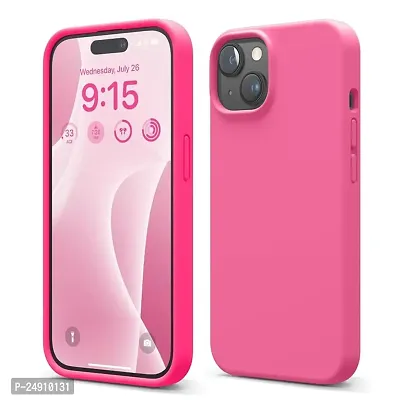 Imperium Silicone Back Case for Apple iPhone 15 |Liquid Silicone| Thin, Slim, Soft Rubber Gel Case | Raised Bezels for Extra Protection of Camera  Screen (Neon Pink).