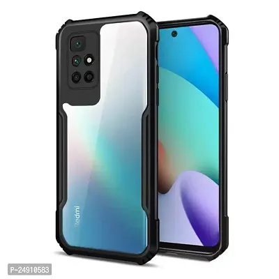 Imperium Redmi 10 Prime Shockproof Bumper Crystal Clear Back Cover | 360 Degree Protection TPU+PC | Camera Protection | Acrylic Transparent Back Cover for Redmi 10 Prime - Black.-thumb0