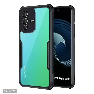 Imperium Vivo V23 Pro Shockproof Bumper Crystal Clear Back Cover | 360 Degree Protection TPU+PC | Camera Protection | Acrylic Transparent Back Cover for Vivo V23 Pro- Black.-thumb0