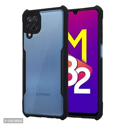 Imperium Samsung Galaxy M32 4G Shockproof Bumper Crystal Clear Back Cover | 360 Degree Protection TPU+PC | Camera Protection | Acrylic Transparent Back Cover for Samsung Galaxy M32 4G- Black.