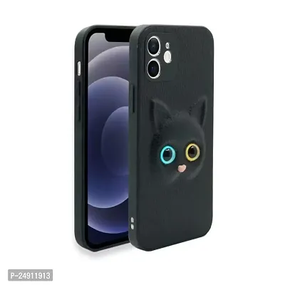 Imperium 3D Cat (Faux Leather Finish) Case Cover for Apple iPhone 12 Mini (Black)