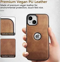 Imperium Leatherette Back Case for Apple iPhone 14 (with Logo Cut) Compatible for Apple iPhone 14 - Brown-thumb2