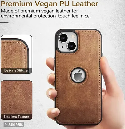 Imperium Leatherette Back Case for Apple iPhone 14 (with Logo Cut) Compatible for Apple iPhone 14 - Brown-thumb3