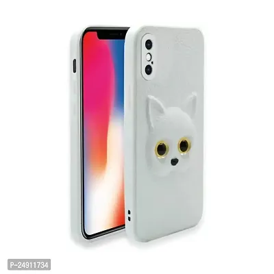 Imperium 3D Cat (Faux Leather Finish) Case Cover for Apple iPhone Xs (White)-thumb0